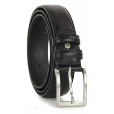 Classic plain leather calf belt Black XL extra large