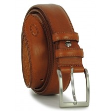 Classic plain leather calf belt Cognac