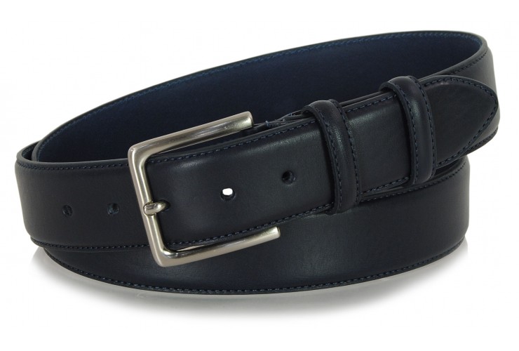 Cintura classica in pelle liscia 4cm Blu