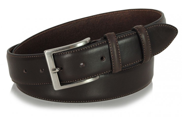 Classic plain leather belt 4cm Brown