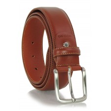 Classic plain leather belt 4cm Cognac