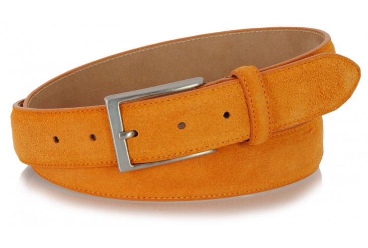 Belt genuine suede leather Orange