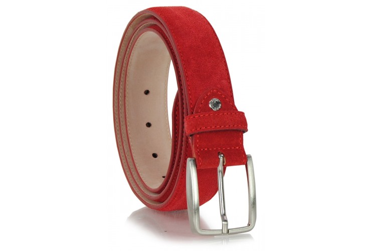 Belt genuine suede leather Red