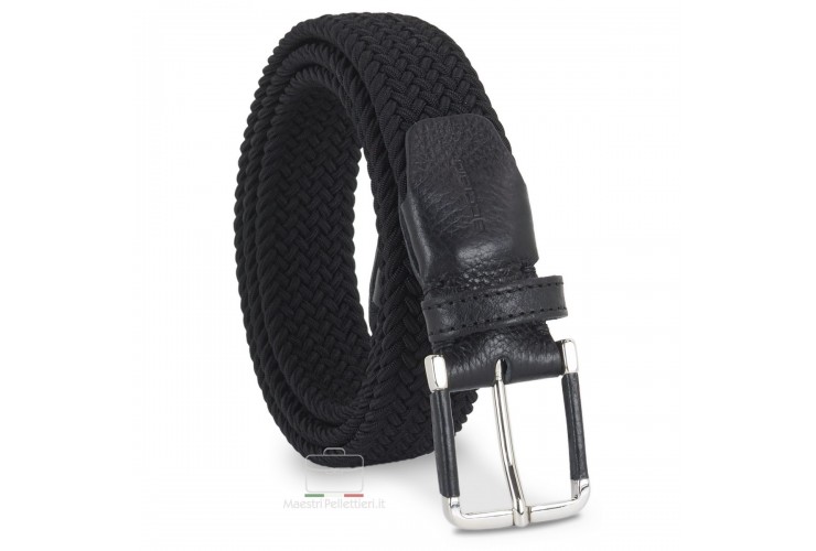 Braided stretch man's belt elastic Black with leather inserts **incl. gift** Braided stretch man's belt elastic Black with leather inserts **incl. gift**