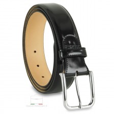 Elegant men's belt in brushed leather, Black