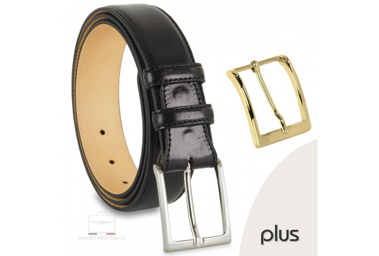 * ESAURITO * Cintura uomo classica elegante in cuoio toscano Nero + 1 fibbia extra