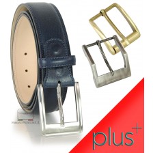 Men's leather belt Blue wide 4cm + 2 buckles extra