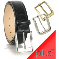 Men's leather belt Black wide 4cm + 2 buckles extra