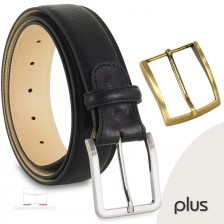 Men's leather belt Black wide 4cm + 1 buckle extra