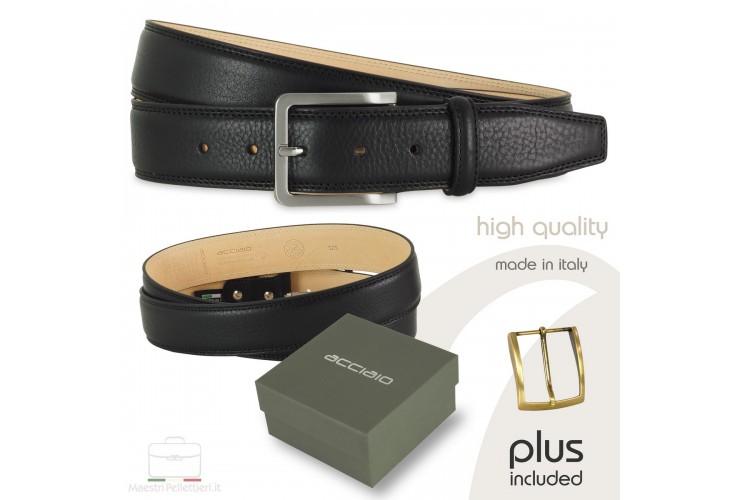 * ESAURITO * Cintura uomo in pelle Nera 4cm + 1 fibbia extra * ESAURITO * * ESAURITO * Cintura uomo in pelle Nera 4cm + 1 fibbia extra * ESAURITO *