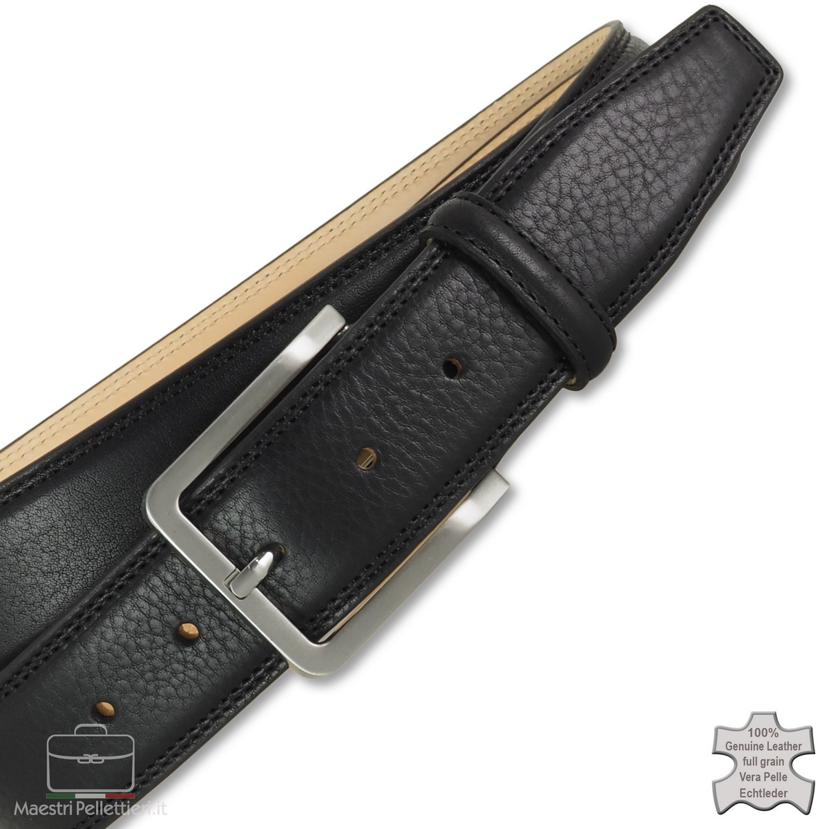 Cintura Uomo In Pelle Nera Senza Buchi - Chiusura Automatica Regolabile - Elegante E Pratica - Foto 6