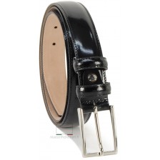Dress belt in glossy brushed leather Black 3cm