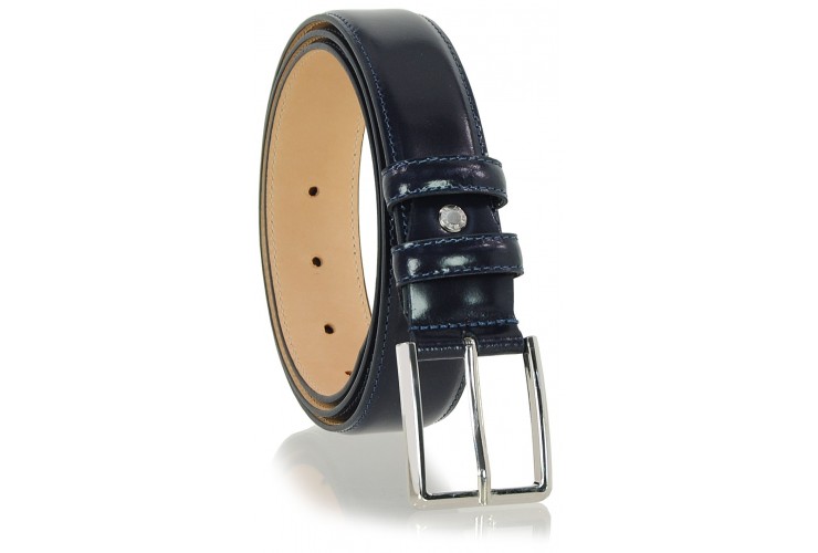 Cintura Uomo In Pelle Foderata – Larga 2,5 Cm, Fibbia Oro, Elegante Per Lavoro E Tempo Libero (Nero, Marrone, Blu, Grigio)