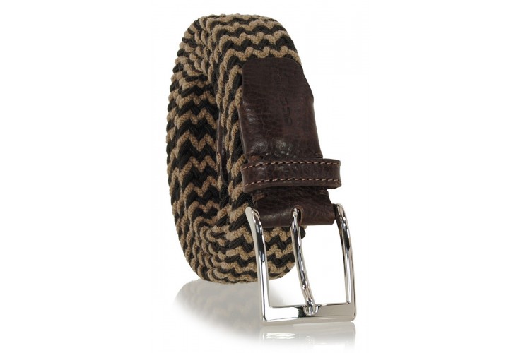 Braided stretch belt elastic Brown-Taupe