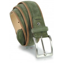 Belt in suede leather and ribbon tape 4cm, Green