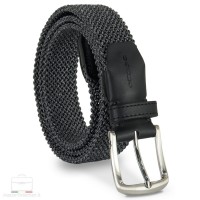 Cintura uomo intrecciata elastica multicolore Grigio Elite - fibbia Jade