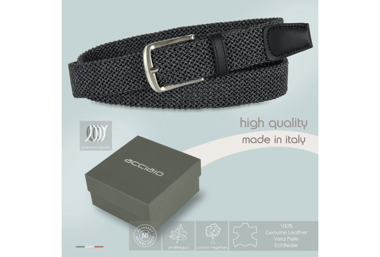 Braided stretch Men's Belt elastic Gray Elite Braided stretch Men's Belt elastic Gray Elite