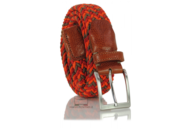 Cintura intrecciata elastica multicolore Arancio