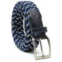 Cintura intrecciata elastica multicolore Blu/Grigio/Nero