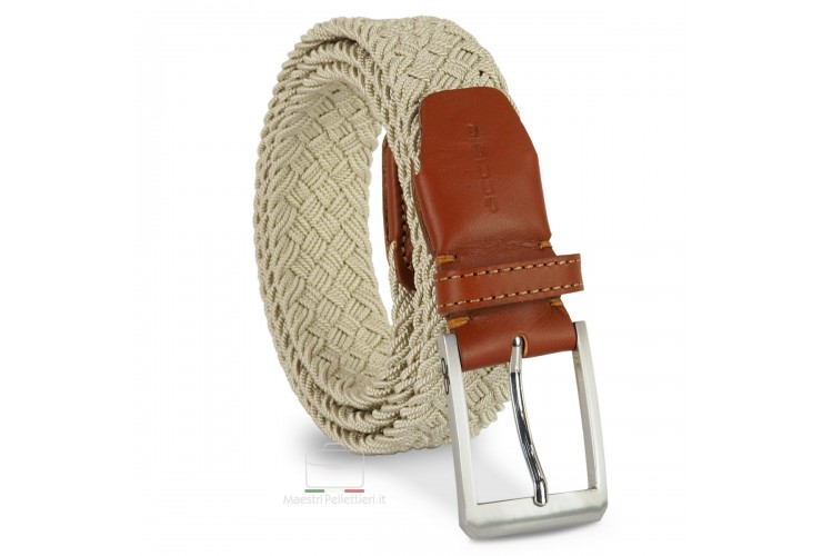 Stretchgürtel Herren Flechtgürtel, ledereinsätze Weiß/Beige Stretchgürtel Herren Flechtgürtel, ledereinsätze Weiß/Beige
