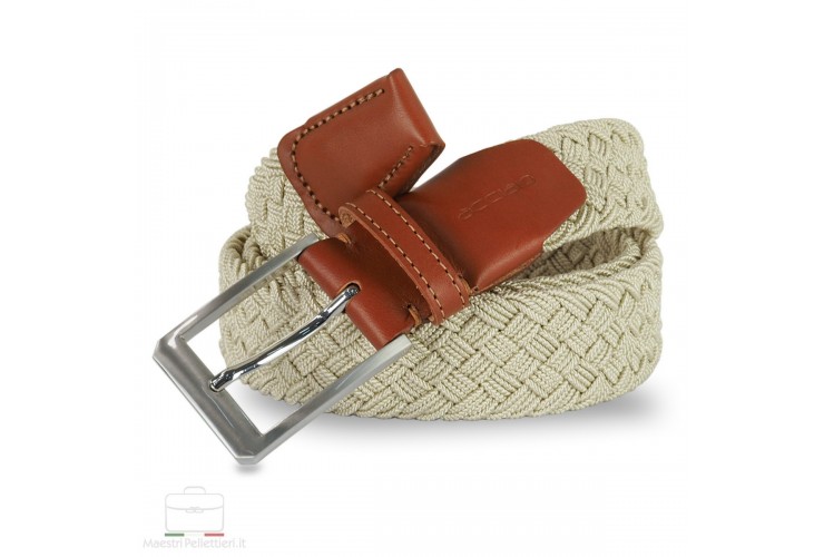 Stretchgürtel Herren Flechtgürtel, ledereinsätze Weiß/Beige Stretchgürtel Herren Flechtgürtel, ledereinsätze Weiß/Beige