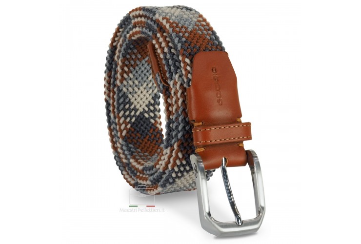 Geflochtener Stretch-Gürtel für Herren, elastisch, Cognac-Kreta