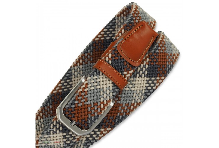 Geflochtener Stretch-Gürtel für Herren, elastisch, Cognac-Kreta
