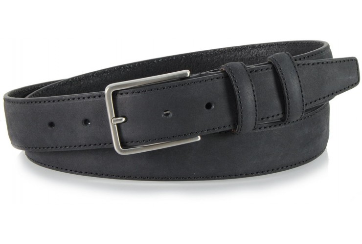 Nubuk leather belt, full grain calf nubuk Black