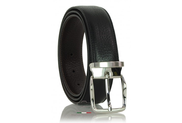 Cinture In Pelle Doppio Foro Nero Marrone 100% Vera Pelle Taglie - Foto 5