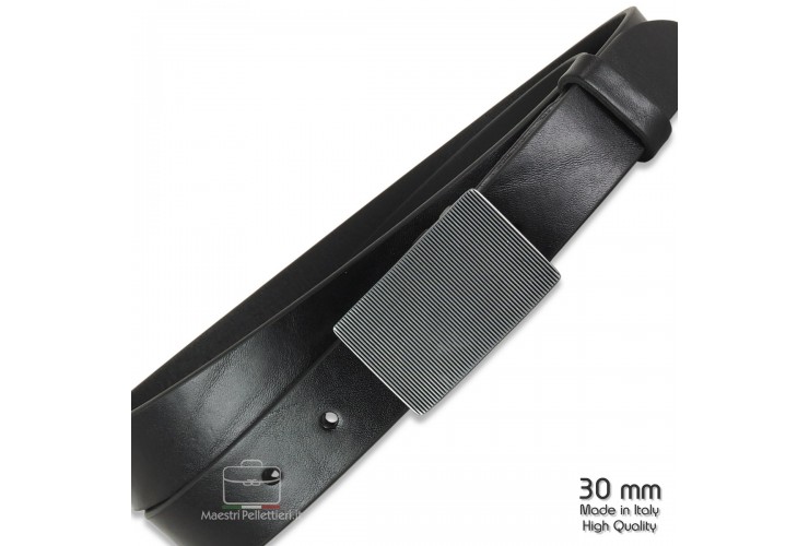 Modischer Gürtel mit Plattenschnalle aus Schwarz leder