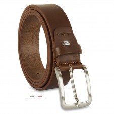 Cintura in Cuoio morbido 3,5cm Marrone/Castagno