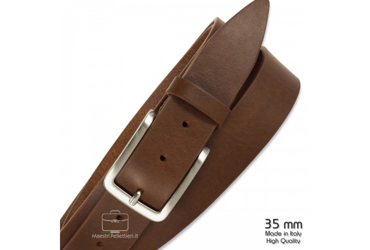 Belt in thick Leather 3,5cm Brown/Chestnut