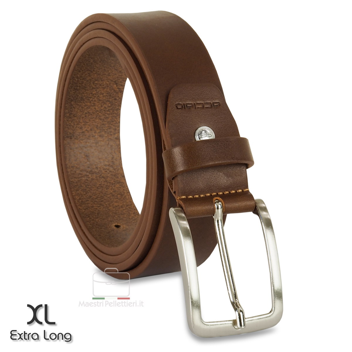 Cintura Eddie Bauer In Pelle Intrecciata Con Fibbia Centrale – Marrone Chiaro, Donna XL