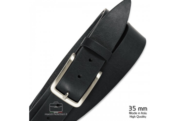 Belt in thick Leather 3,5cm Black extra large Belt in thick Leather 3,5cm Black extra large