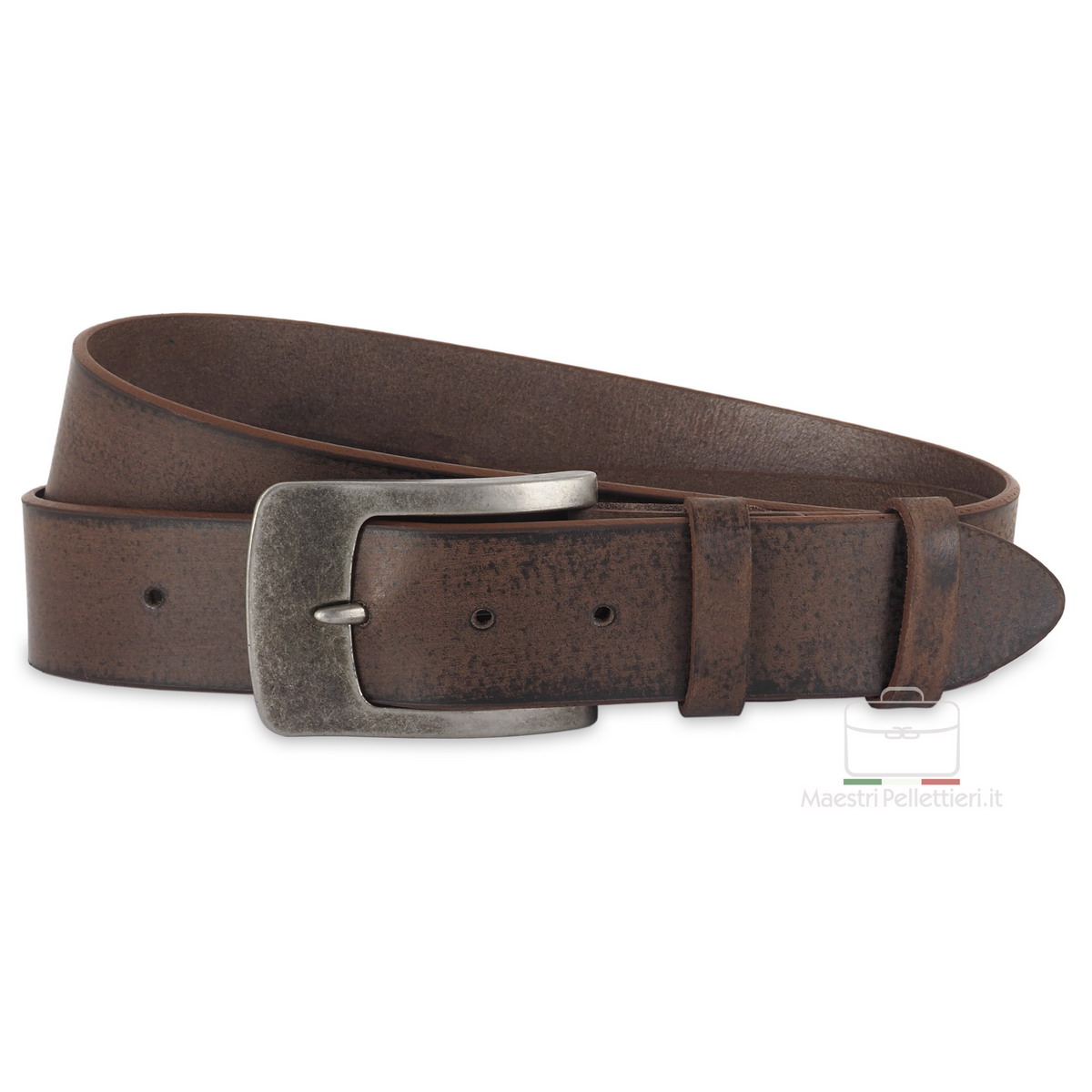 Cintura Nabucco Brushed in nubuck fibbia quadrata 3,5 cm, colore SELLA