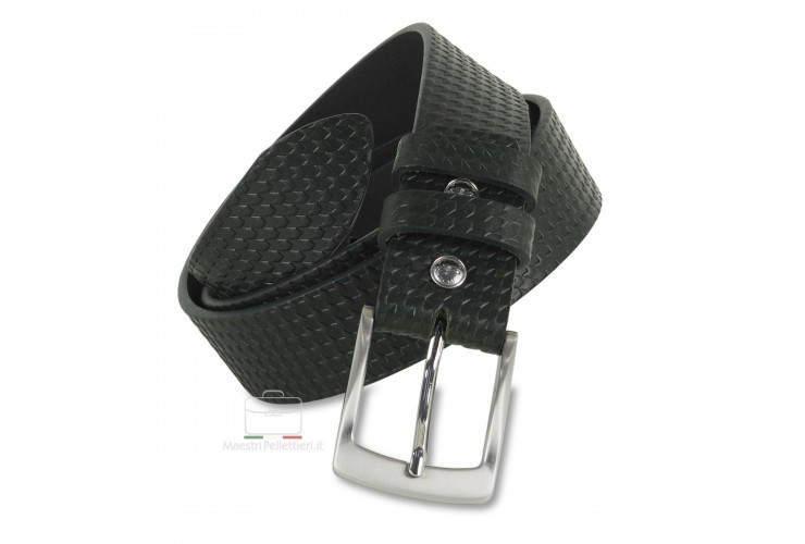 Cintura moda in Cuoio Pied de Poule Verde con fibbia Quarz spazzolata **include omaggio** Cintura moda in Cuoio Pied de Poule Verde con fibbia Quarz spazzolata **include omaggio**