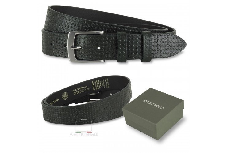 Cintura moda in Cuoio Pied de Poule Verde con fibbia Quarz spazzolata **include omaggio** Cintura moda in Cuoio Pied de Poule Verde con fibbia Quarz spazzolata **include omaggio**