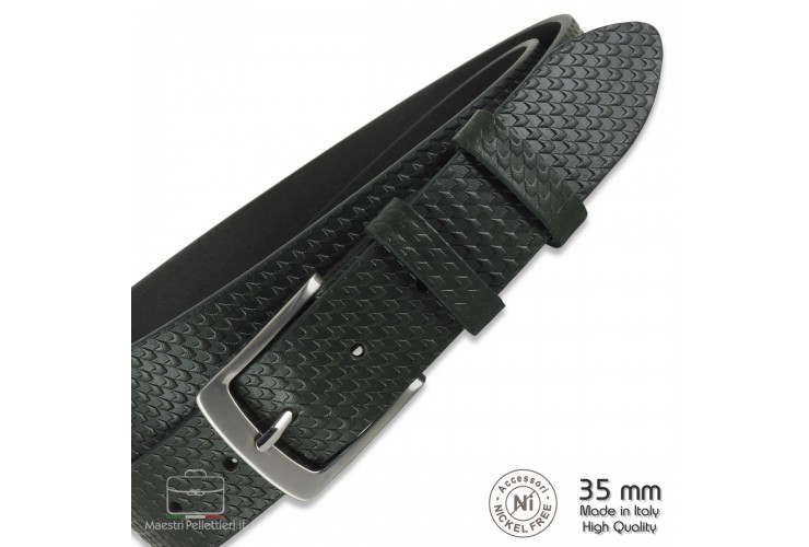 Cintura moda in Cuoio Pied de Poule Verde con fibbia Quarz spazzolata **include omaggio** Cintura moda in Cuoio Pied de Poule Verde con fibbia Quarz spazzolata **include omaggio**