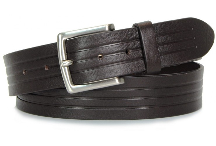 Cintura da Jeans in Cuoio morbido 4cm Marrone