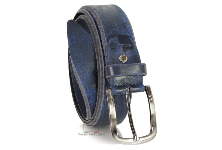 Cintura moda in Cuoio spazzolato con fibbia scurita Blu Cintura moda in Cuoio spazzolato con fibbia scurita Blu