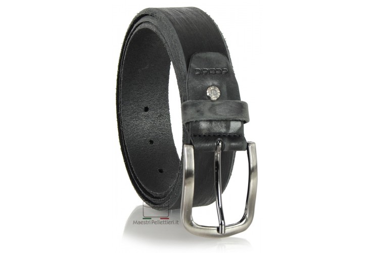 Cintura moda in Cuoio spazzolato con fibbia scurita Nero Cintura moda in Cuoio spazzolato con fibbia scurita Nero