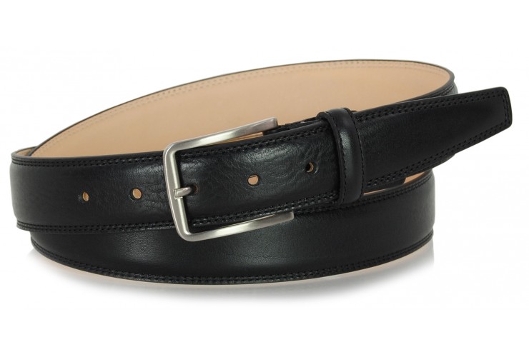Cintura uomo classica in pelle vegetale morbida, Nero Cintura uomo classica in pelle vegetale morbida, Nero