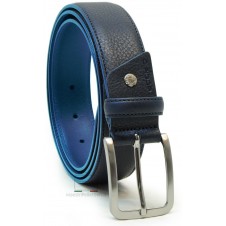* ESAURITO * Cintura uomo Blu con bordo a contrasto celeste in pelle Volanata Vegetale * ESAURITO * Cintura uomo Blu con bordo a contrasto celeste in pelle Volanata Vegetale