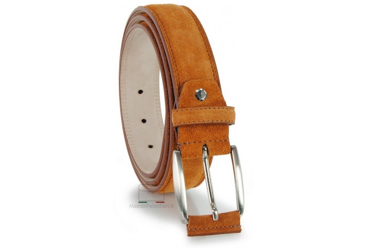 Ledergürtel aus Veloursleder Cognac Ledergürtel aus Veloursleder Cognac