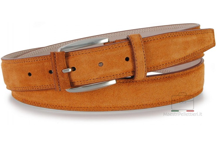 Ledergürtel aus Veloursleder Cognac Ledergürtel aus Veloursleder Cognac