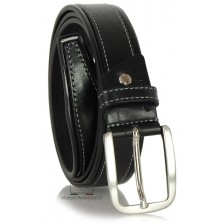 Jeans belt in thick vegetable leather 3.5cm Black