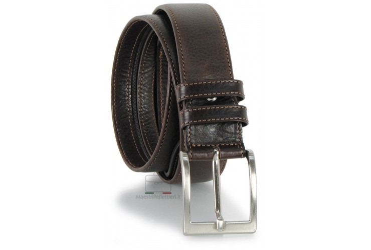 Belt with Zip secret money pocket 4cm Travelbelt in leather Brown Belt with Zip secret money pocket 4cm Travelbelt in leather Brown