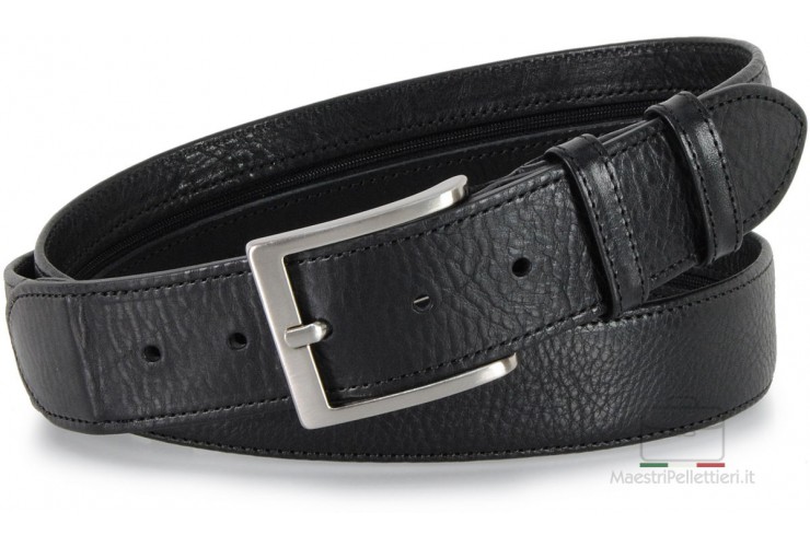 Belt with Zip secret money pocket 4cm Travelbelt in leather Black Belt with Zip secret money pocket 4cm Travelbelt in leather Black