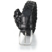 Braided vegetable leather belt by hand, adjustable, Black