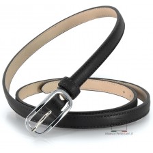 Women's skinny belt 0.6inch/1.5cm in leather Black